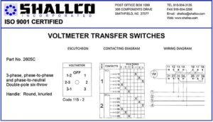 Shallco's Voltmeter Transfer Switch Application Contact and Wiring Diagram image Button linked to downloadable file.