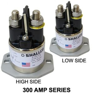 Shallco's 300 Amp Bi-Stable Relay image showing High Side Connection and Low Side Connection Relays