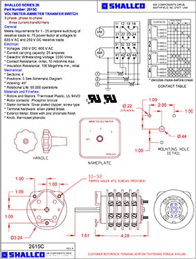 Ammeter-Voltmeter Transfer Switch 2615C Drawing